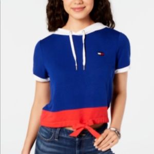 Red white & blue Tommy Hillfiger Sport hooded crop